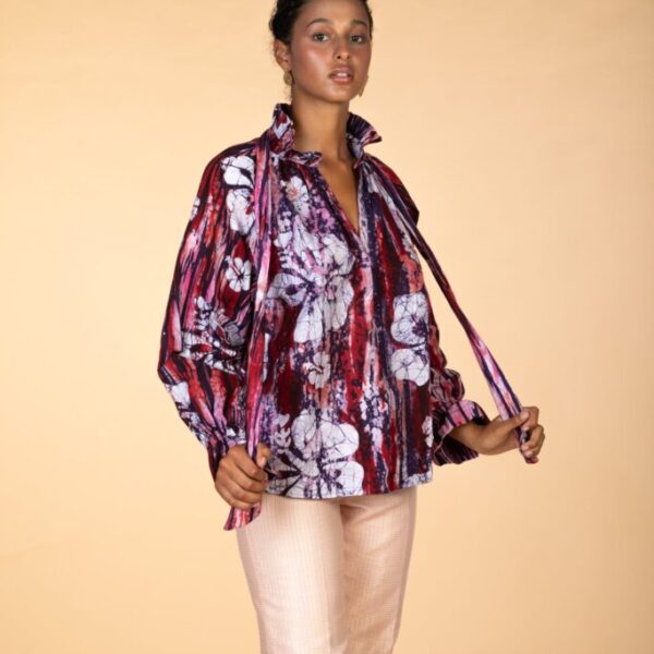 SONA, Burgundy long sleeves cotton blouse