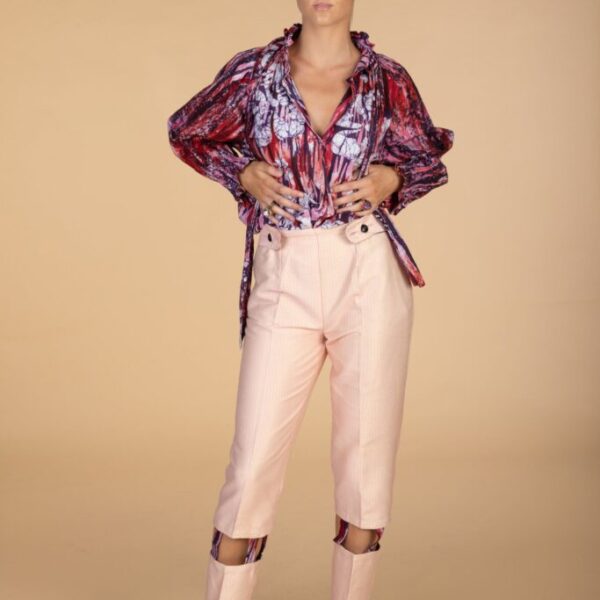 LANA, Pink adjustable mid-waist trousers