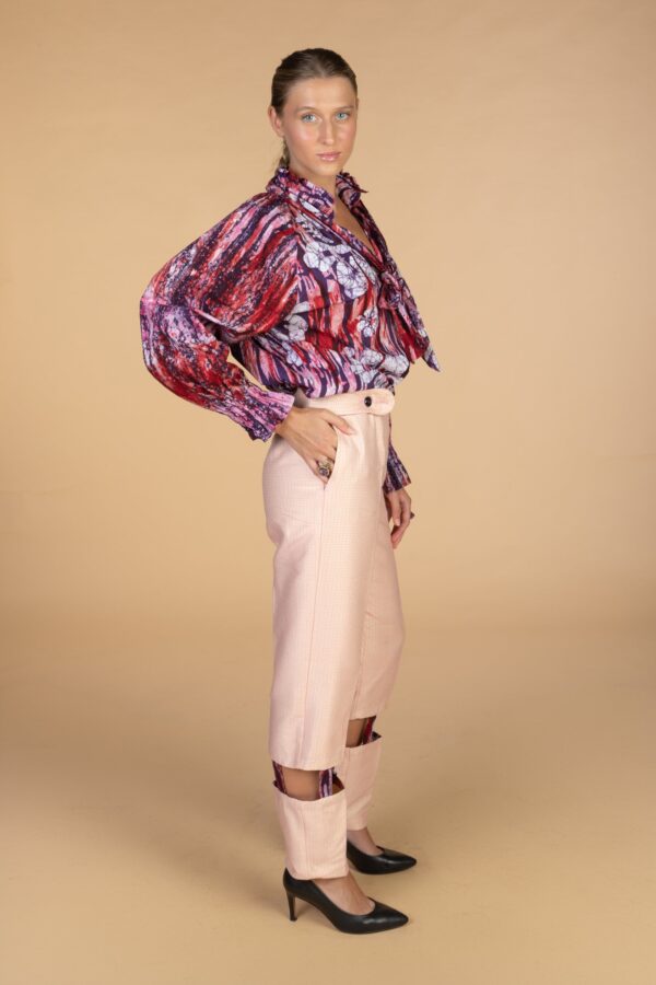 LANA, Pink adjustable mid-waist trousers - Image 3