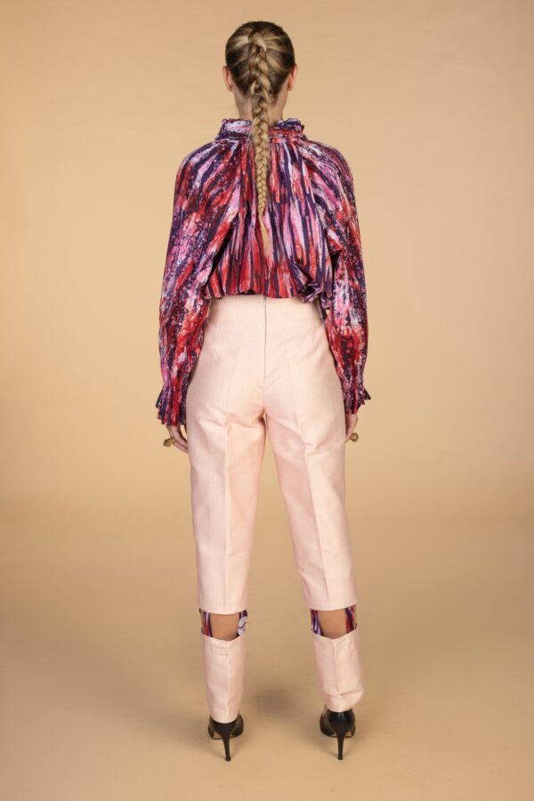 LANA, Pink adjustable mid-waist trousers - Image 2