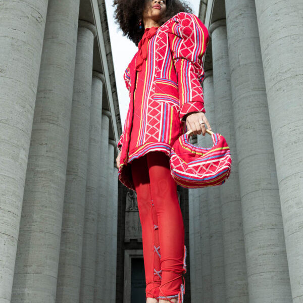 ARIANA, Red quilted jacket-dress