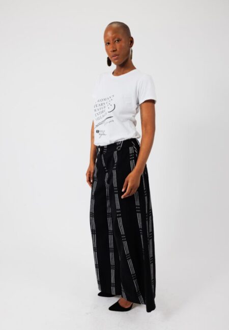 KEYS, Black Wide-legs trousers with denim cut